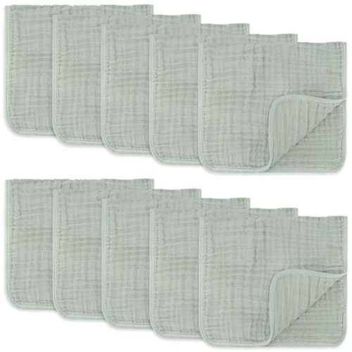 Muslin Burp Cloths Large 100% Cotton by Comfy Cubs, Color: Fern, Size: pack of 10