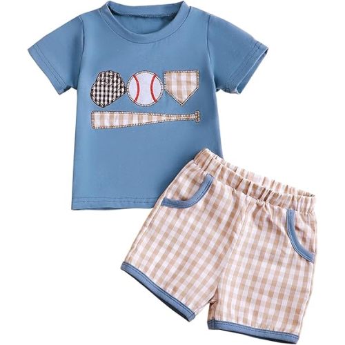 fhutpw Toddler Baby Boy Summer Clothes Tractor Letter Short Sleeve T-Shirt Tops Pockets Casual Shorts Set Infant Outfits