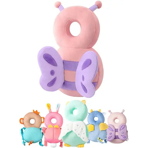 Baby Head Protector, Toddlers Head Safety Pad Cushion, Adjustable Toddlers Head Safety Pad Cushion Backpack, Baby Back Protection for Crawling & Walking, for Age 4-24Months (Pink)