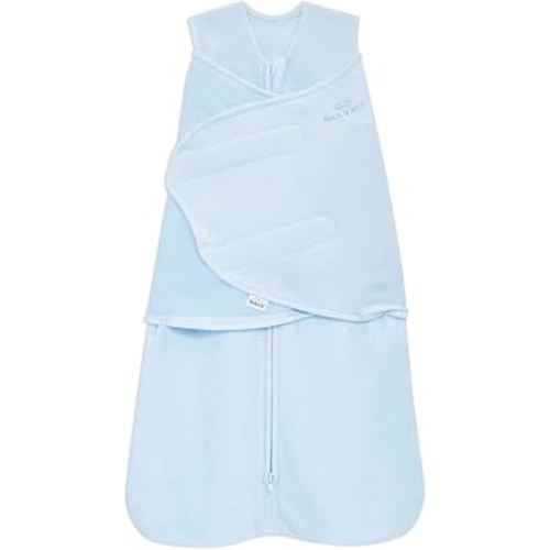 HALO Micro-Fleece Sleepsack Swaddle, 3-Way Adjustable Wearable Blanket, TOG 3.0, Baby Blue, Newborn, 0-3 Months