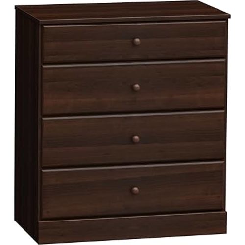 Prepac Astrid Simplistic 4-Drawer Dresser for Bedroom, Functional Bedroom Dresser Chest of Drawers 16" D x 30" W x 36.25" H, Espresso, EDBR-0401-1