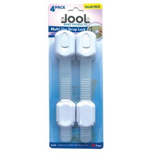Jool Baby Products Child Safety Strap Locks For Fridges, Cabinets, Drawers - Tool Free 4pk