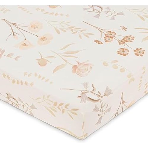 Crane Baby Violet Floral 100% Cotton Sateen Fitted Crib Sheet, Baby Girl Crib Sheets, Pink Floral Toddler Bed Sheets, Wildflower Nursery Decor, Vintage Baby Girl Nursery Decor, Pink Toddler Sheets