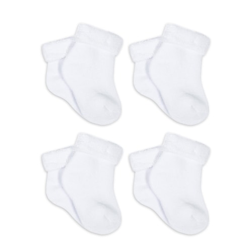 Gerber Gender Neutral White Terry Bootie Wiggle-Proof Socks, 4-Pack, Sizes Newborn - 0/6 Months