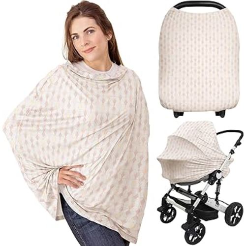 Car Seat Covers for Babies - Nursing Covers for Breastfeeding, Baby Car Seat Canopy for Girls, Boys, Nursing Essentials for Breastfeeding Women, Infant Stroller Privacy Protection (Prism)