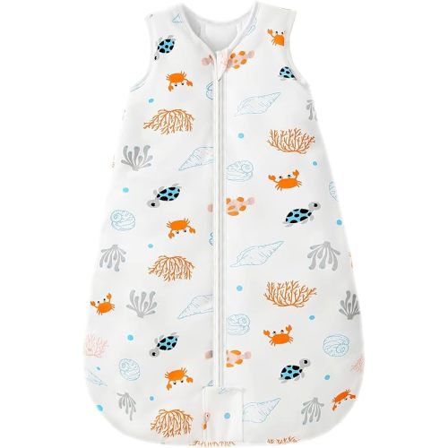Mosebears Sleep Sack Baby Winter Wearable Blanket with 2-Way Zipper,2.5 TOG Cotton Sleep Sack Unisex (Ocean Animal, 0-6 Months)