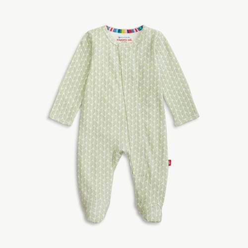 green cable leaf organic cotton magnetic footie – Magnetic Me