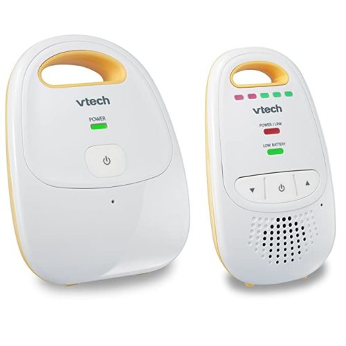 VTech DM111 Upgraded Audio Baby Monitor. 1 Parent Unit with Rechargeable Battery, Best-in-Class Long Range, Digital Wireless Transmission, Crystal-Clear Sound, Plug & Play, Sound Indicator & Alerts - Monitor with One Parent Unit - Yellow
