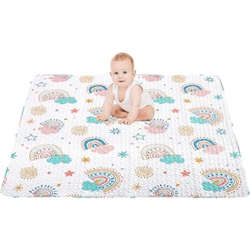 50x50 Play Mat for Playpen Foldable Baby Play Mat Large Tummy Time Mat, Non Slip Washable Baby Play Mats for Floor, Portable Travel Baby Crawling Mats for Toddlers and Infants
