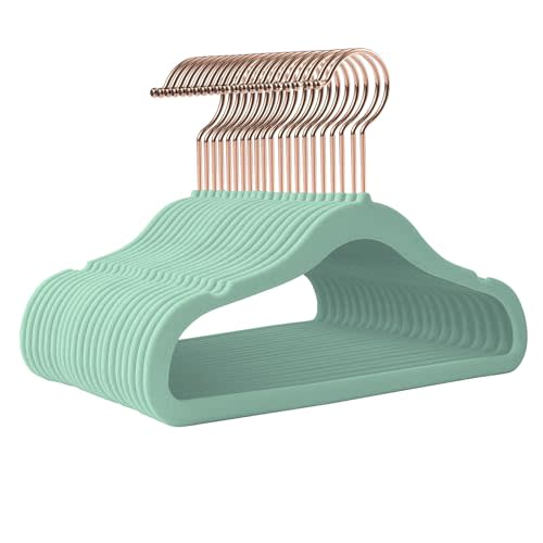 Ulimart Baby Hangers Velvet 50 Pack-11.4 Inch,Baby Clothes Hanger Non Slip, Kid Hanger for Closet,Durable Infant/Toddler Hangers Green Hanger
