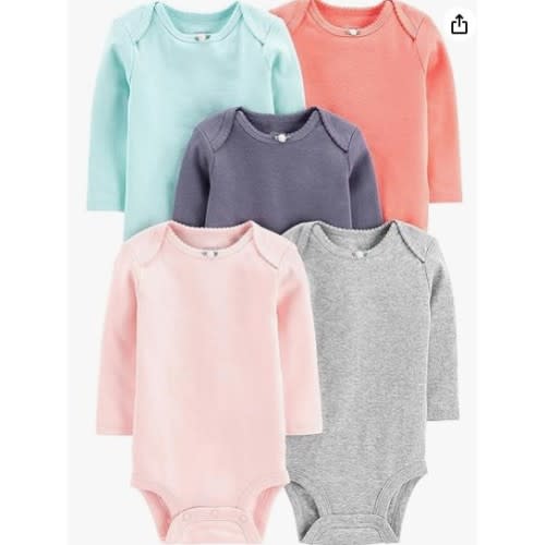 Simple Joys by Carter's Baby Girls' Long-Sleeve Bodysuit, Pack of 5