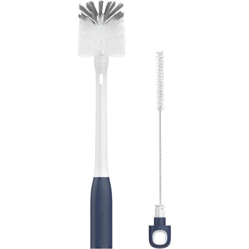 ROSEOK 2 in 1 Long Handle Bottle Brush with Straw Brush for Cleaning Glass, Sports Bottle, Coffee Mug,Navy Blue,1 Pack