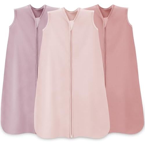 Saco de dormir para bebé de 6 a 12 meses, 100% algodón TOG 0.5, manta portátil para niños y niñas, paquete de 3 sacos de dormir ligeros con cremallera de 2 vías para niños pequeños recién