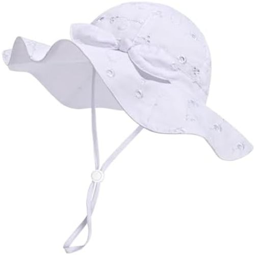 Baby Girl Sun Hat with UPF 50+ Outdoor Adjustable Beach Hat with Wide Brim Bucket Hats