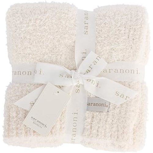 Saranoni Bamboni Luxury Baby Blanket | Cozy & Soft Plush Receiving Blankets | Perfect for Girls & Infant Baby Boy Blankets | Ivory - 30” x 40”