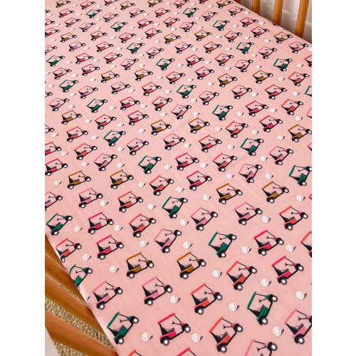 Pink Golf Cart / Organic Crib Sheet