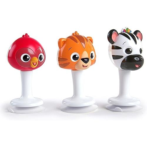 Baby Einstein Rattle & Jingle Trio High Chair Suction Toys Take-Along Musical Rattle Set Age 6 Months +, Multicolor, 3 Count