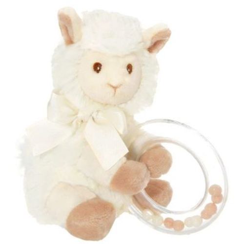 Bearington Baby Lil' Alma Stuffed Animal Rattle: 5.5" Llama Shaker Toy with Soft Plush Faux-Fur