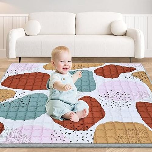 Baby Play Mat for Floor,50" X 50" Playpen Mat for Babies,Foldable & Washable Baby Crawling Mat,Non-Slip Cushioned Baby Floor Mat,Activity Baby Playpen Mat for Infants