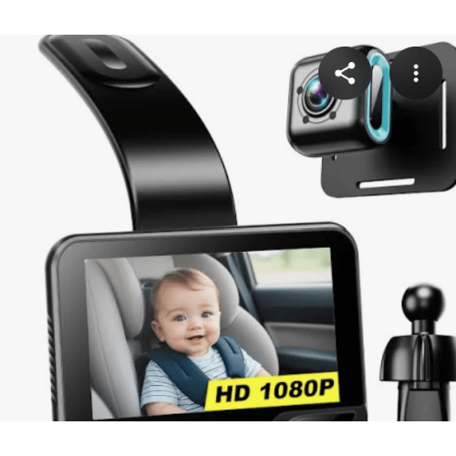Shybaby 1080P Baby Car Mirror, 4.3" Baby Car Camera Monitor with 170° Wide View, HD Night Vision Function and Reusable Sucker Bracket, Safety Rear Facing Car Set Camera for Infants Kids Toddlers