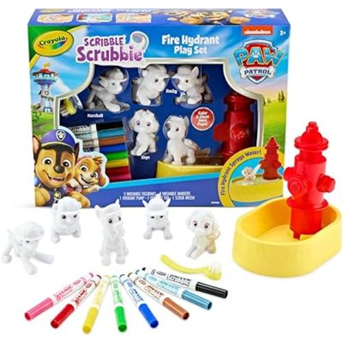Crayola Scribble Scrubbies PAW Patrol Toy Playset, Washable Coloring Pets & Bath Tub Set with Marshall, Rubble, Rocky & Chase, Gift for Toddlers, Ages 3+
