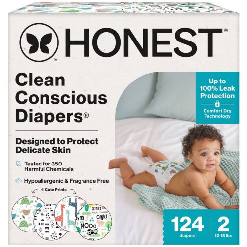 The Honest Company Clean Conscious Disposable Diapers - Barnyard Babies & Pandas - Size 2 - 72ct