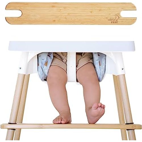 Nibble and Rest Woodsi Footsi Highchair Footrest for IKEA Antilop, Bamboo Wooden Footrest, Height Adjustable, High Chair Accessories,Suitable Footstool with Rounded Corners