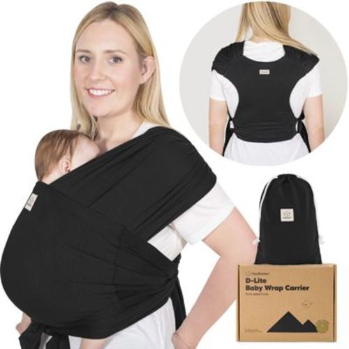 Keababies D-lite Baby Wrap Carrier, Adjustable Baby Carrier, Baby Sling, Newborn, Infant, Toddler 7-44lbs (trendy Black)
