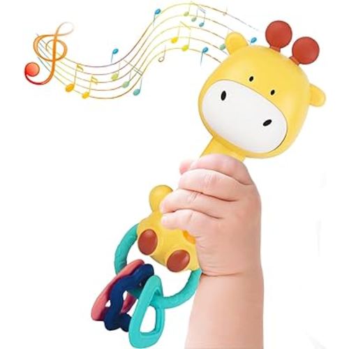 Baby Music Rattle Toy, Baby Teething Toy for Infants 6-12-18 Months Toddlers Sensory Toys Baby Boy Girl Gifts (Giraffe)