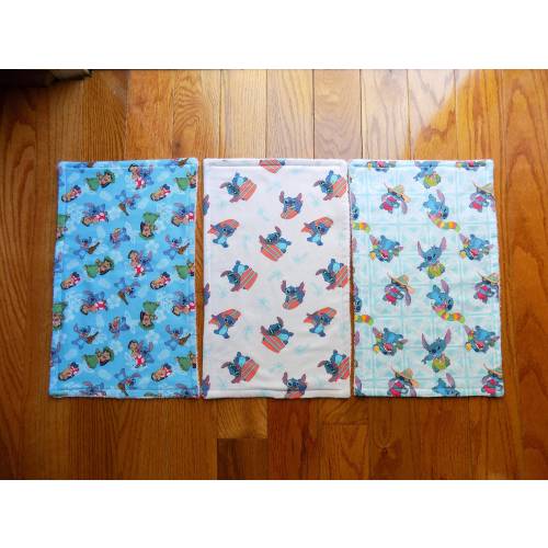 Set of 3 Lilo and Stitch Burp Cloths