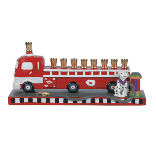 Durable Resin Fire Truck Menorah
