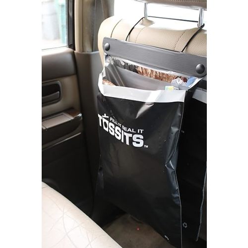 Disposable Car Trash Bag Hanging (Black, Set of 21) - Leak-Proof, Smell-Proof Automobile Trash Container, Eco-Friendly, Thick, Large 12x15 Car Trash Bin with Sturdy Header Board