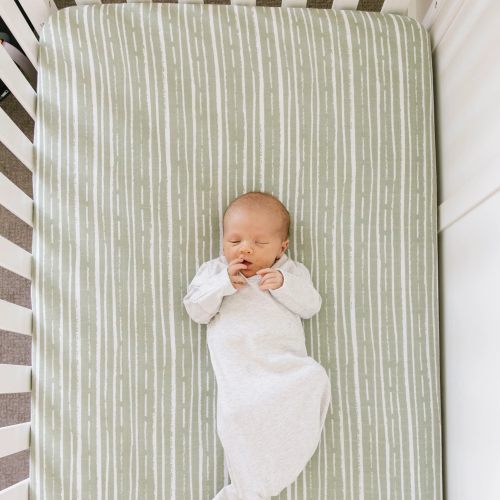 COTTON MUSLIN CRIB SHEETS - Forest Stripe