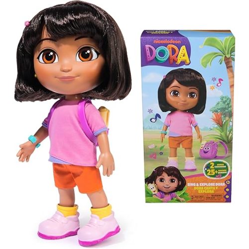 Dora, Sing & Explore Dora Doll with Music, Sound Effects, Bilingual Phrases, Doll Clothes & Accessories, Kids Toys for Girls & Boys Ages 3 and Up
