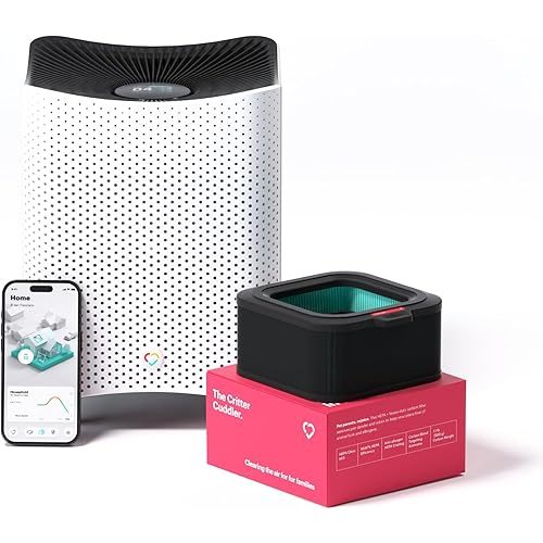 Mila Air Mini Smart Home Air Purifier with Critter Cuddler H13 HEPA & Carbon Replacement Filter, Reduces Pet Odors, Removes Dust & Pet Dander, Ideal for Large Room or Bedroom, Quiet-Mode