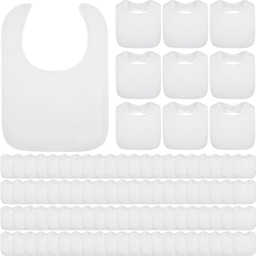 Toulite 20 Pcs White Bibs for Baby Washable Reusable Waterproof Cotton Feeder Bibs with Double Sided Design