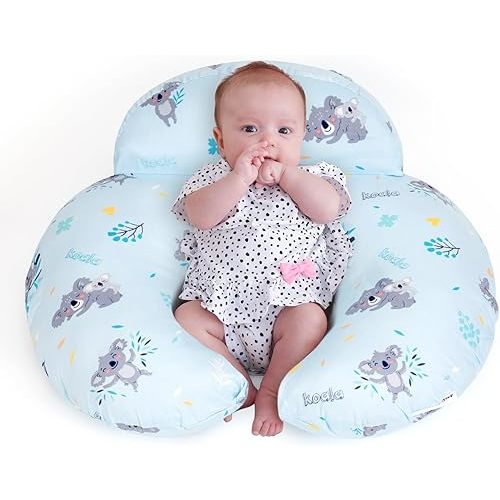 Nursing Pillow for Breastfeeding, Breastfeeding Pillows for More Support for Mom and Baby, with Plus Size Ergonomic Design and Removable Cotton Cover, Blue