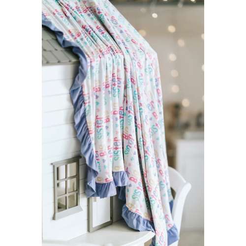 Big Sister Bamboo Patel Ruffled Blanket 50x50 Double Sided Blanket, Sibling Matching, Baby Blanket, Toddler Blanket, Nursey Bedding