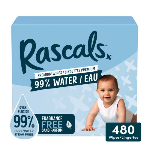 Rascals 99% Water Premium Wipes, Multipack, 480 Count, Baby Essential, Daily Use - Walmart.ca