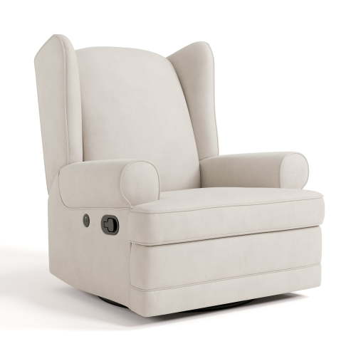 Storkcraft Serenity Wingback Infant Upholstered Recline Glider with USB, Ivory
