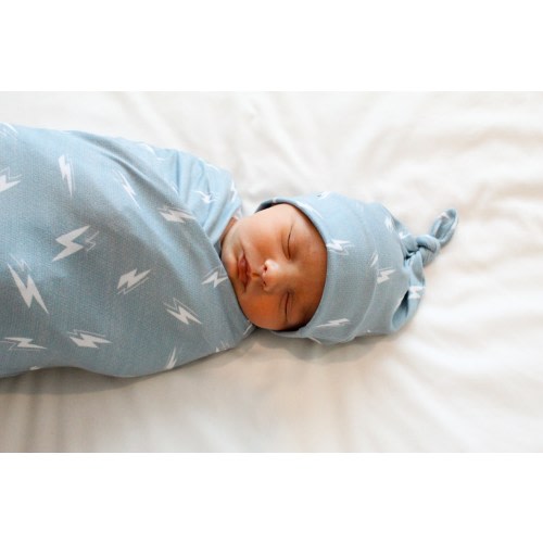 Lightning Baby Swaddle Blanket, Blue Baby Swaddle, Newborn Swaddle, Boy/Girl Baby Blanket, Swaddle Set, Stretchy Knit Swaddle, Baby Swaddle