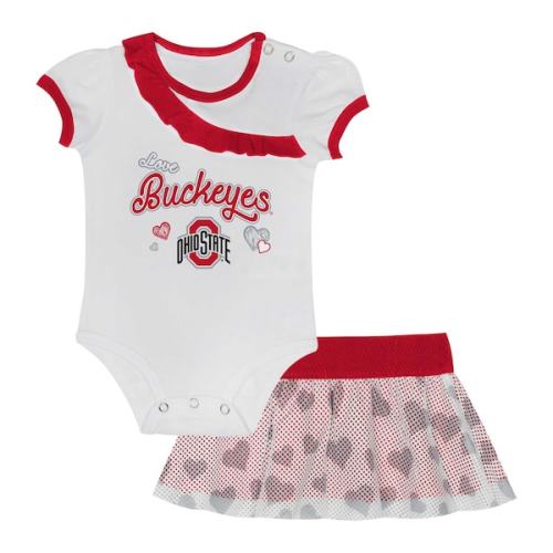 Ohio State Buckeyes Girls Newborn & Infant Two-Piece Love My Team Bodysuit & Skirt Set