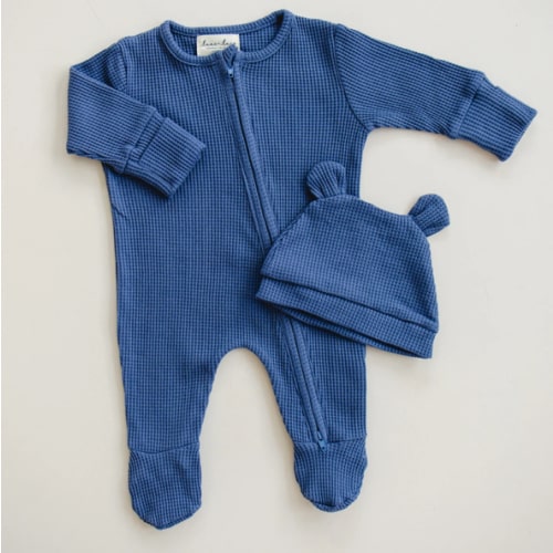 Luna + Luca Bear Waffle Set - Stormy Blue
