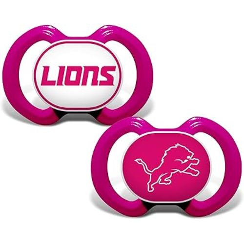 BabyFanatic Girls Pink Pacifier 2-Pack - NFL Detroit Lions - Officially Licensed League Gear
