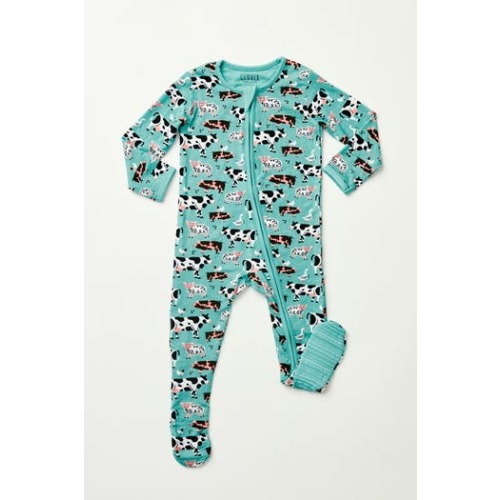 Soft & Stretchy Zipper Footie - Farm Friends, 3-6M