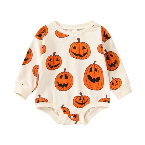 Baby Halloween Outfit Boy Girl Pumpkin Patch Sweatshirt Romper Sweater Shirt Cute Newborn Toddler Clothes