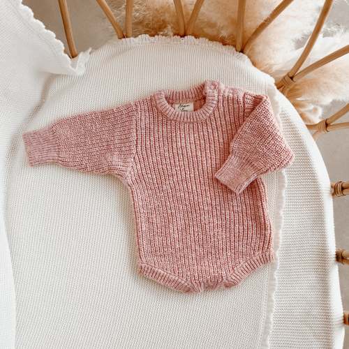 Chunky Knit Romper - Blush