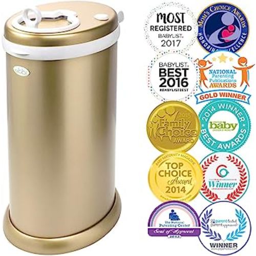 Ubbi LIMITED EDITION, Steel Odor Locking Diaper Pail, Gold