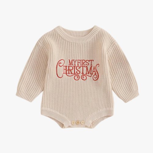 Adobabirl Baby Girl Boy Knitted Sweater Bubble Romper Long Sleeve Jumpsuit Festival Outfit Fall Winter Spring Clothes