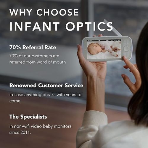 Infant Optics DXR-8 PRO Video Baby Monitor, 720P HD Resolution 5" Display, Patent-Pending A.N.R. (Active Noise Reduction), Pan Tilt Zoom, and Interchangeable Lenses